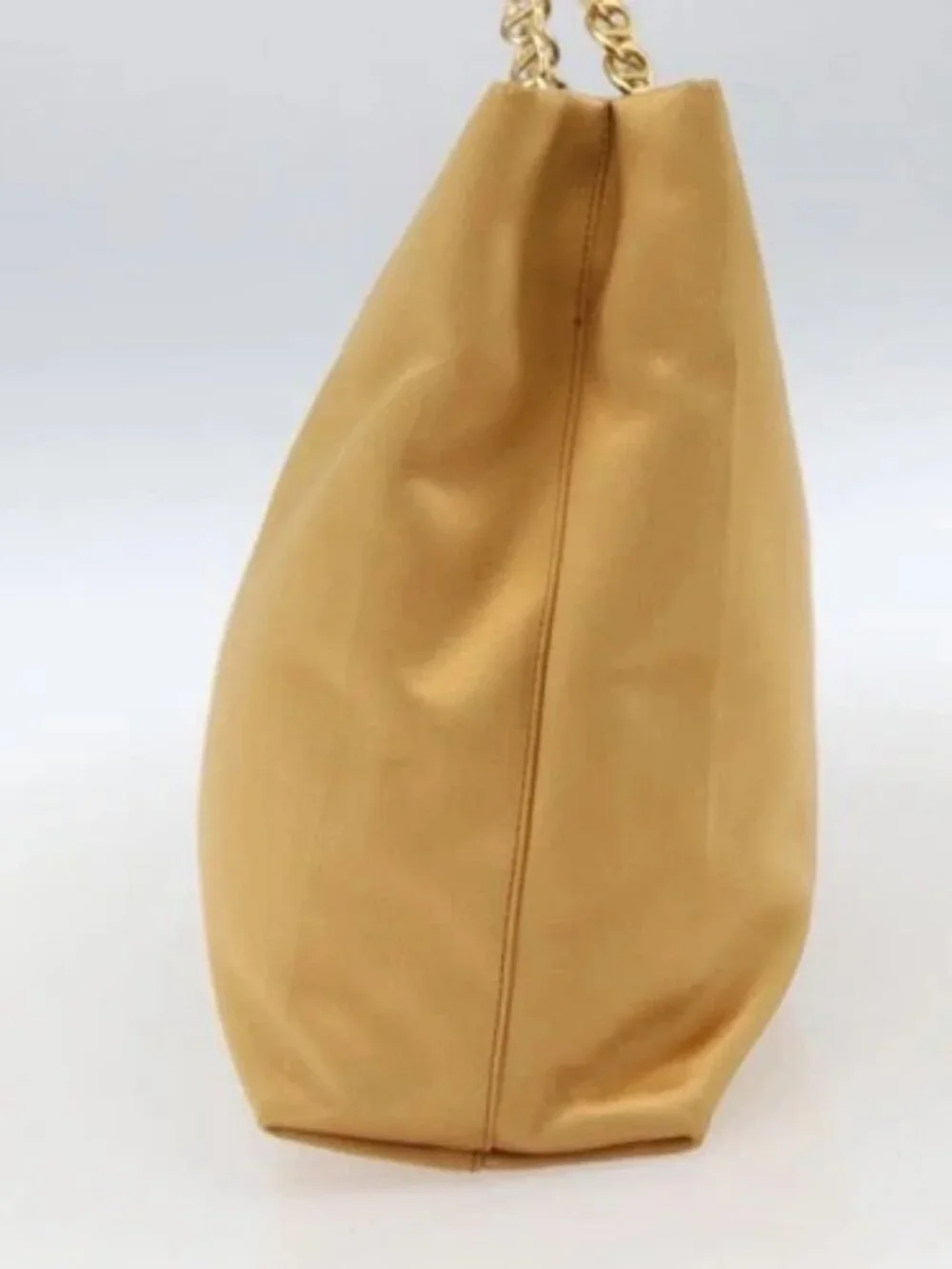 PRADA Chain Hand Bag Satin Gold Auth 170010 - Picture 4 of 16
